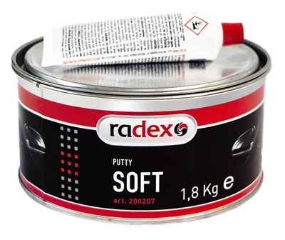 RADEX Шпатлевка полиэфирная наполняющая SOFT с отвердителем, 1.8 кг - фото 10894