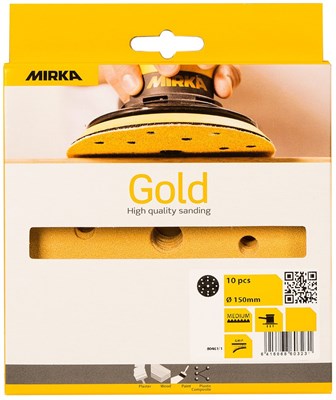 Mirka DIY GOLD Ø150мм Шлифовальный круг на бумажной основе, липучка, 15 отверстий - фото 6290