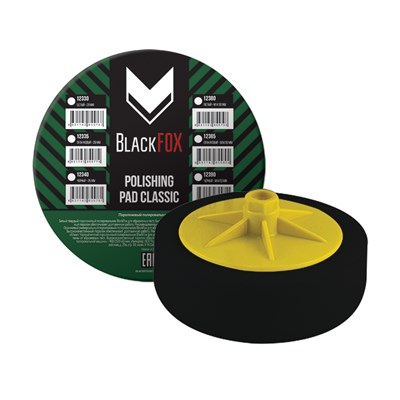 BlackFox Полировальник поролоновый, резьба М14, 150мм х 50мм, мягкий, CLASSIC, черный - фото 6537