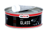RADEX Шпатлевка полиэфирная со стекловолокном GLASS с отвердителем, 1 кг